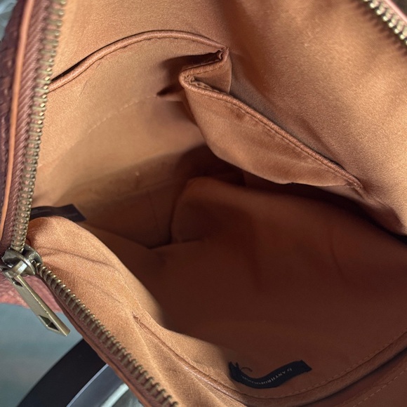 Anthropologie Round Tan Woven Shoukder Tote Bag - Picture 6 of 10